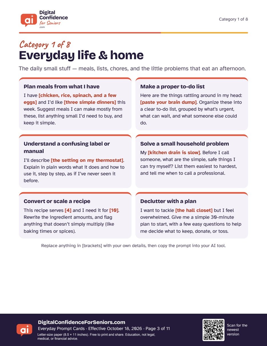 Page 3 of 11 of Everyday Prompt Cards