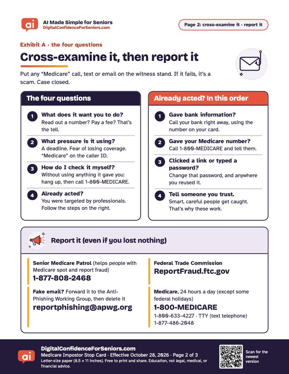 Page 2 of 3 of Medicare Impostor Stop Card