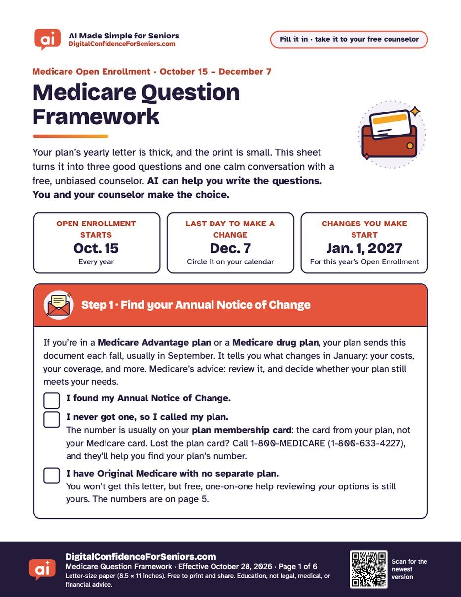 Page 1 of 6 of Medicare Question Framework