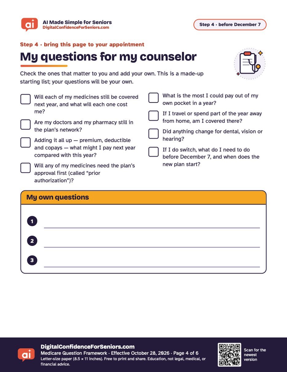 Page 4 of 6 of Medicare Question Framework