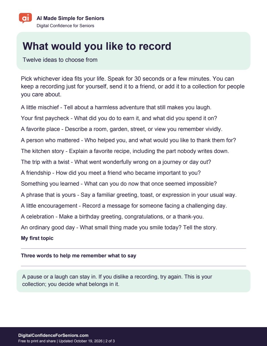 Page 2 of 3 of Record Your Stories in Your Own Voice