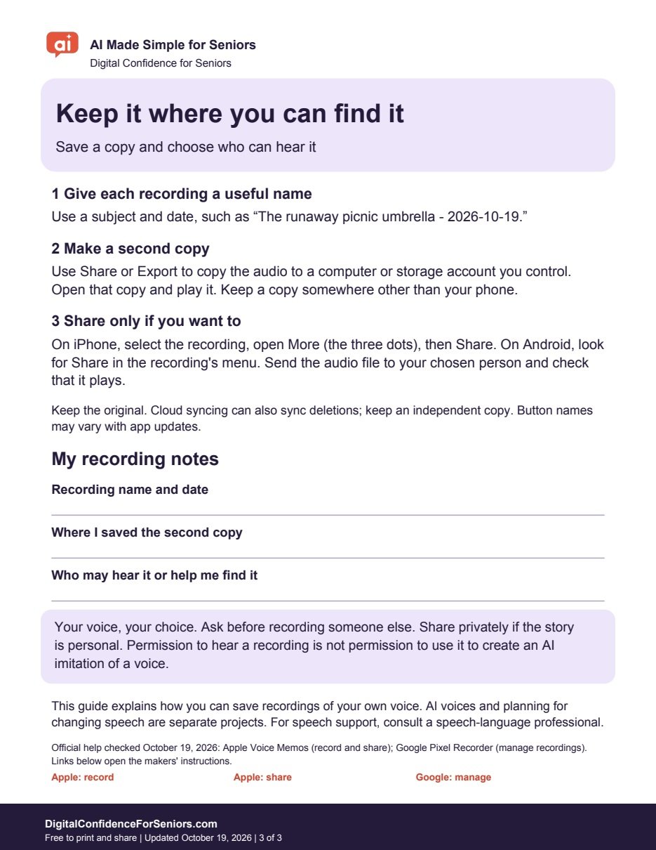 Page 3 of 3 of Record Your Stories in Your Own Voice