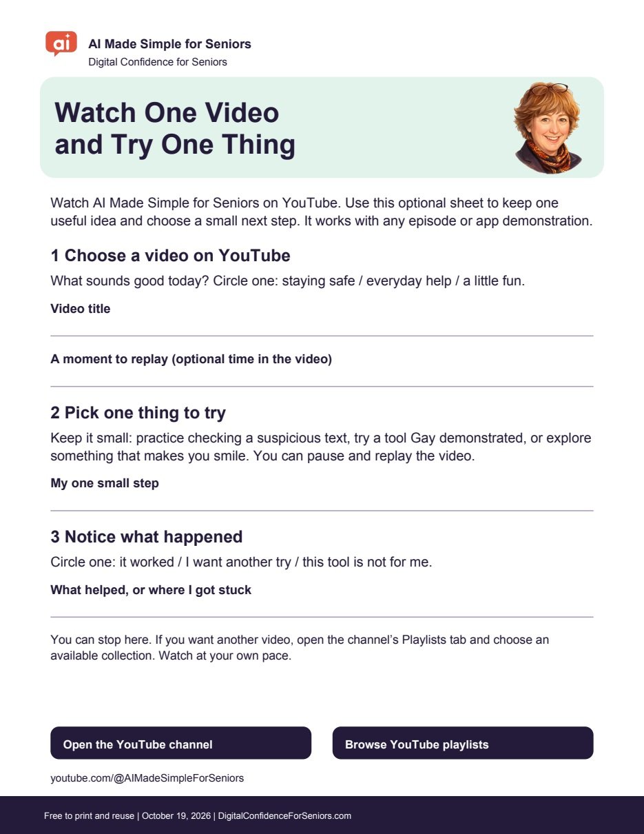 Watch One Video and Try One Thing one-page handout