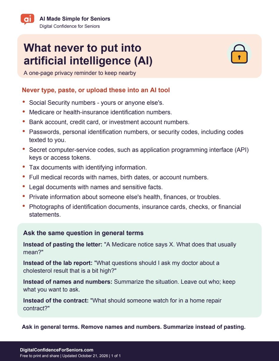 Page 1 of 1 of What Never to Put Into Artificial Intelligence (AI)