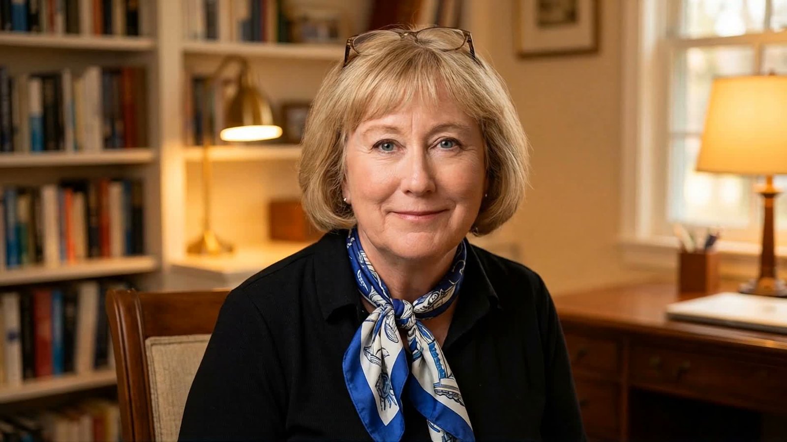 Gay’s artificial intelligence avatar at the beginning of her welcome video